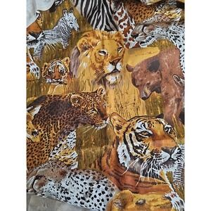 Vintage House 'N Home Fabrics Screen Print Wild Life Fabric 2.5 yd Lions Tiger